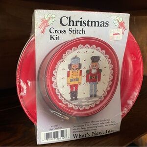 Vintage 80’s 90’s Christmas cross stitch tin nutcracker pattern